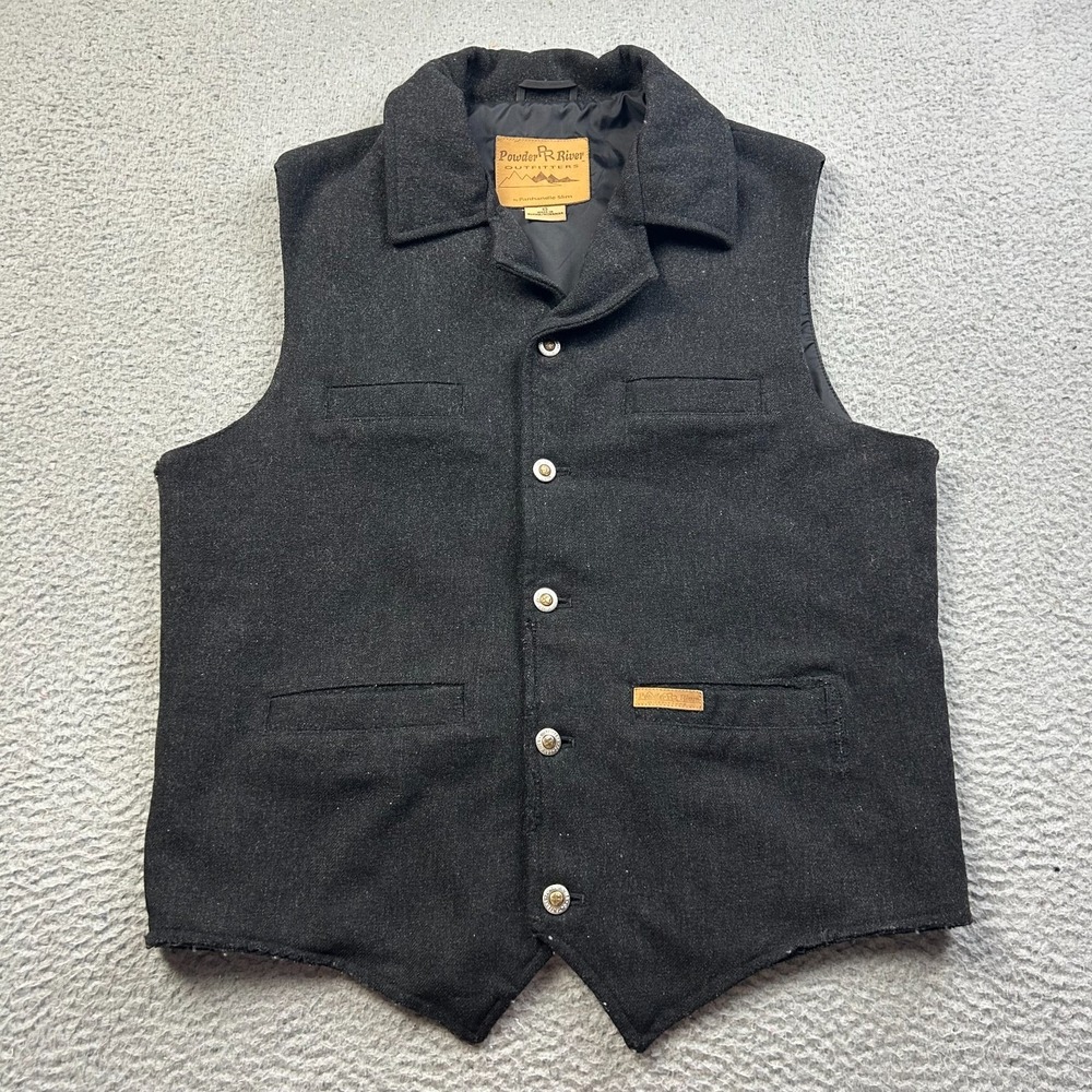 Powder River Outfitters Montana Vest Mens Small Charcoal Wool Western Cowboy